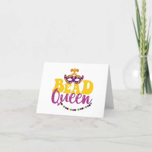 Bead Queen Funny Mardi Gras Carnival Gift  Thank You Card