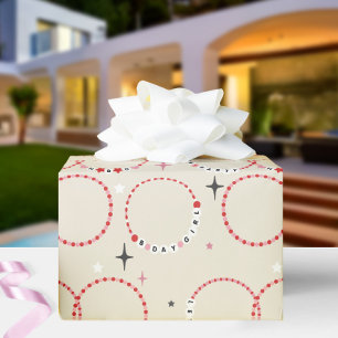 Beaded Birthday Friendship Bracelets Red & Pink Wrapping Paper