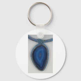 Beaded Blue Agate Keychain