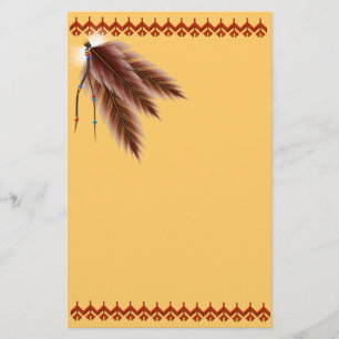 Beaded Brown Feathers Stationery