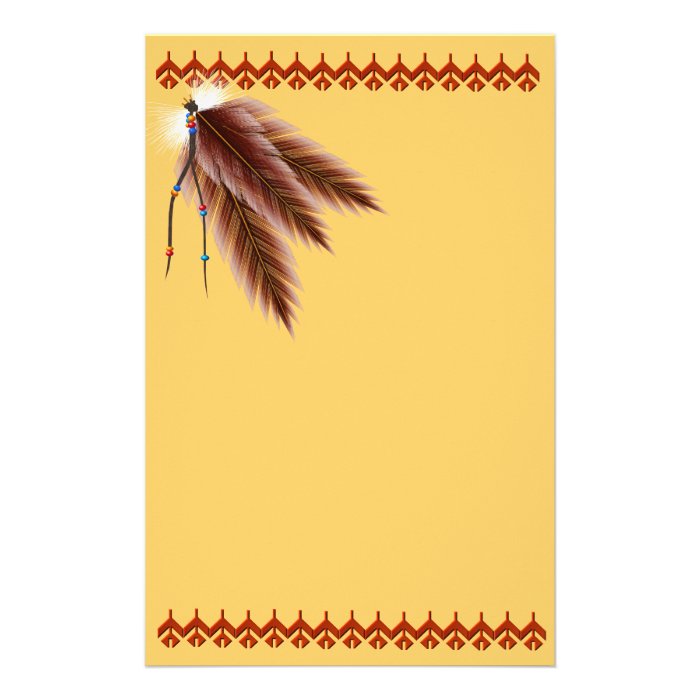 Beaded Brown Feathers Stationery