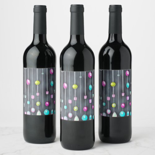 Beaded Curtain Pattern Wine Label