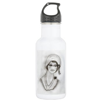 Beaded Flapper Girl Water Bottle by BlayzeInk at Zazzle