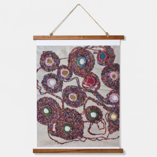 Beaded flowers hanging tapestry