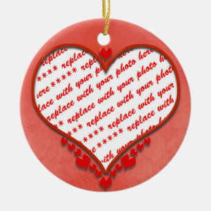 Beaded Heart Photo Frame Ceramic Ornament