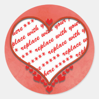 Beaded Heart Photo Frame Classic Round Sticker