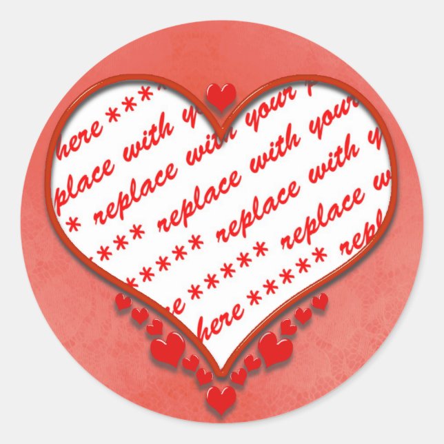 Beaded Heart Photo Frame Classic Round Sticker (Front)
