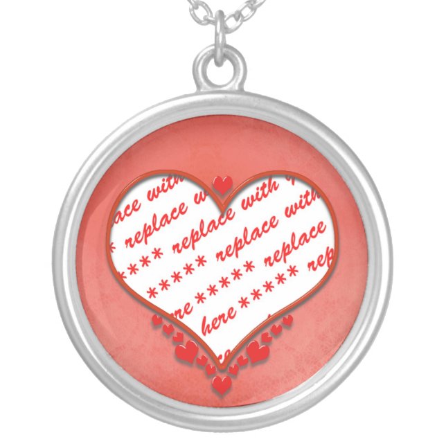 Beaded Heart Photo Frame Silver Plated Necklace (Front)