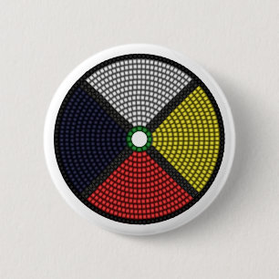 Beaded Medicine Wheel Pinback Button