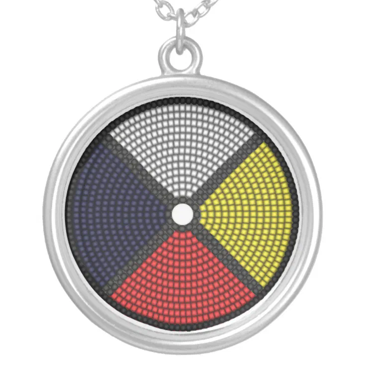 Beaded Medicine Wheel Silver Plated Necklace Zazzle