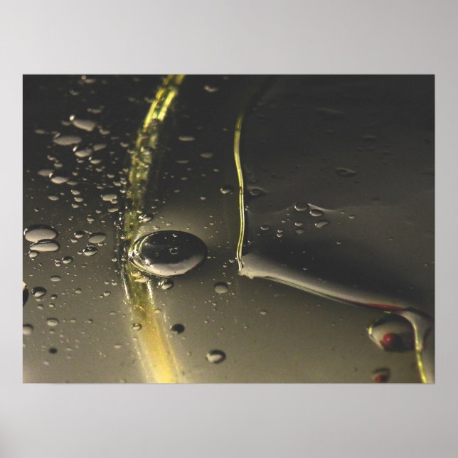 Beaded Oil in Gray & Yellow Abstract Poster (Front)