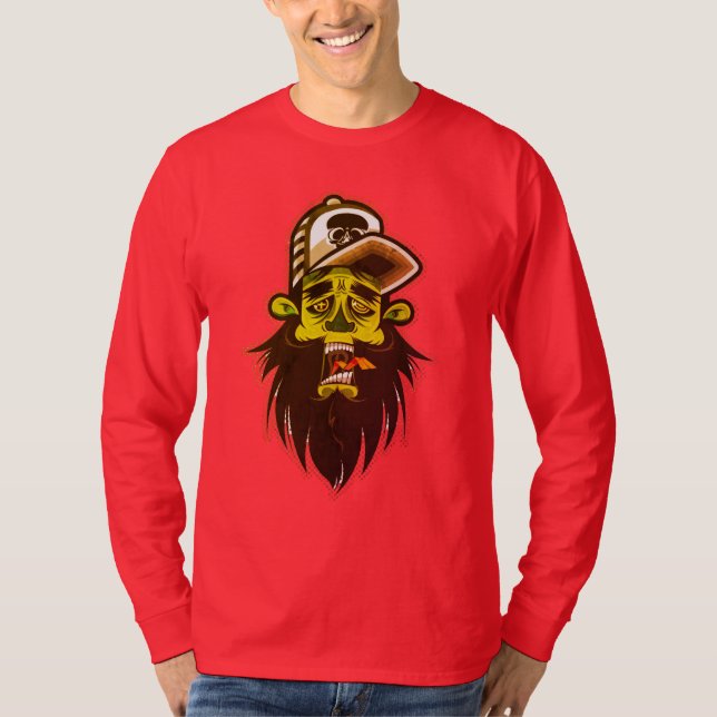 Beaded person wearing white and gray cap illustrat T-Shirt (Front)