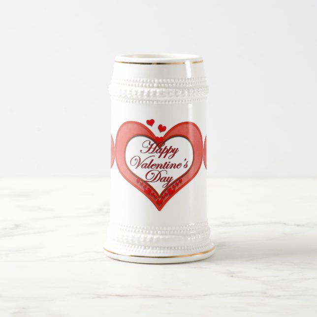 Beaded Red Heart Valentine Beer Stein (Center)