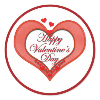 Beaded Red Heart Valentine Classic Round Sticker