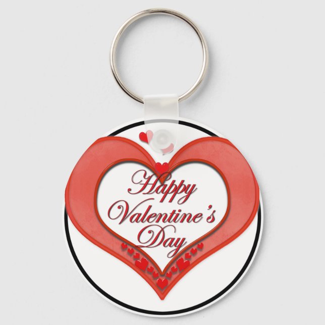 Beaded Red Heart Valentine Keychain (Front)