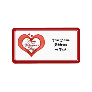 Beaded Red Heart Valentine Label