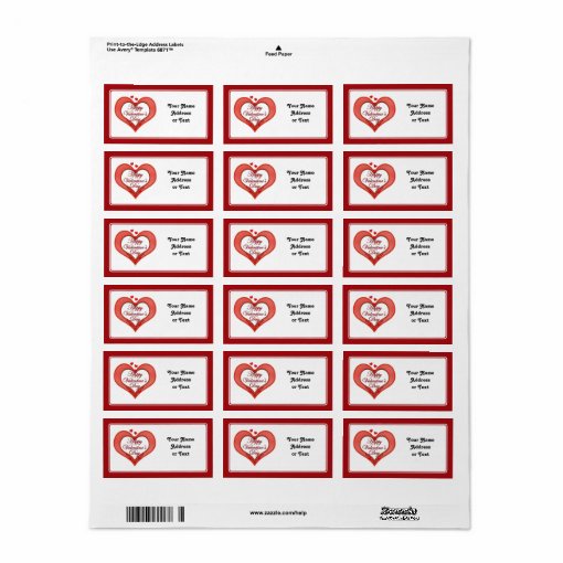 Beaded Red Heart Valentine Label | Zazzle