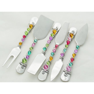 Beaded Six Piece Stainless Steel Cheese Set