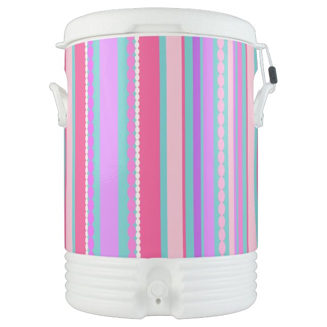 Beaded stripe aqua pink purple cooler (Front)