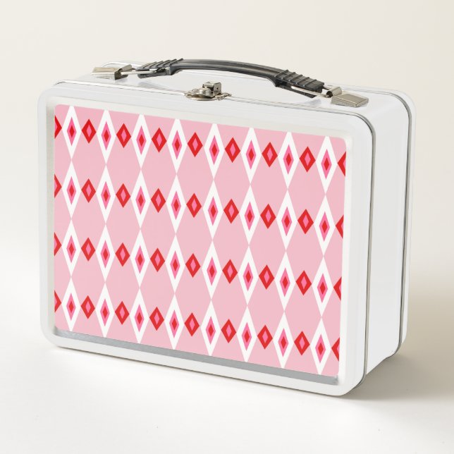 Beaded Tri-Diamonds Metal Lunch Box (Front)