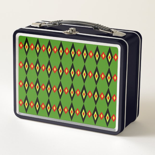 Beaded Tri-Diamonds Metal Lunch Box (Front)
