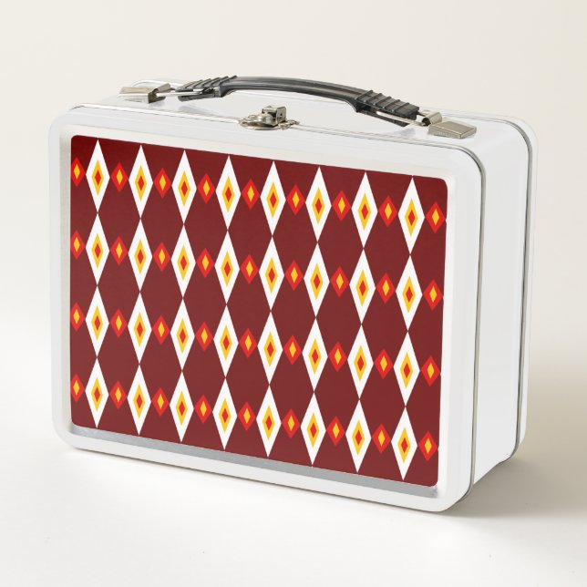 Beaded Tri-Diamonds Metal Lunch Box (Front)