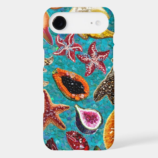 Beaded Tropical Fruit Starfish Faux Sequin Pattern Case-Mate iPhone Case (Back)
