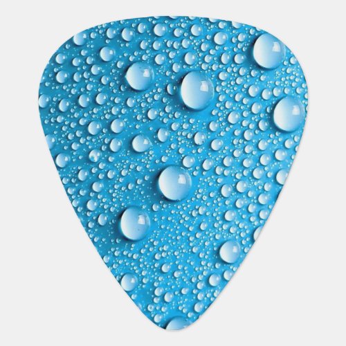 Beaded Water Droplets on Blue Guitar Pick