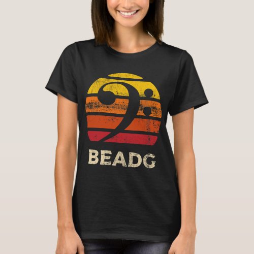 BEADG Vintage Bass Clef Sunset Bassist 5 String Pl T_Shirt