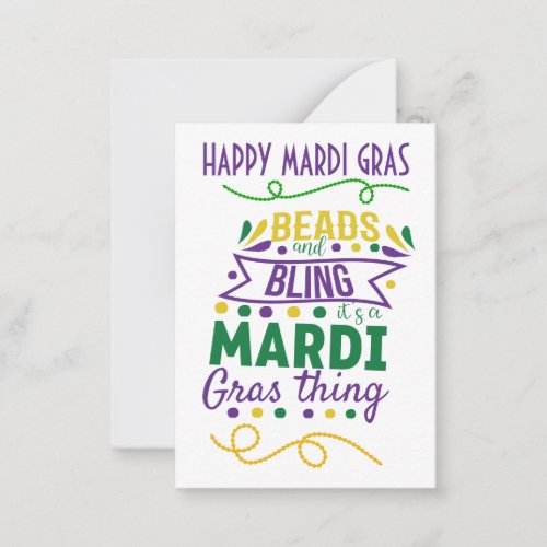 Beads And Bling Its A Mardi Gras Thing Card