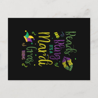 Beads and Bling it's a Mardi Gras Thing Carnival Postcard