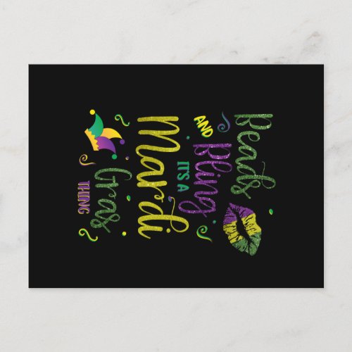 Beads and Bling its a Mardi Gras Thing Carnival Postcard