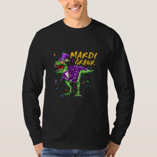Beads And Bling T Rex Dinosaur Mardi Gras Costume  T_Shirt