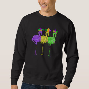 Beads And Blings Vintage Flamingo Mardi Gras Sweatshirt