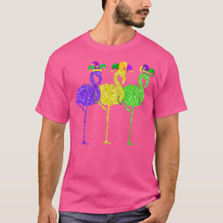 Beads And Blings Vintage Flamingo Mardi Gras T-Shirt