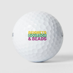 Beads Beignets and Bourbon Funny Mardi Gras Gift Golf Balls