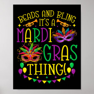 Beads Bling Mardi Gras Thing Carnival Party Men Wo Poster
