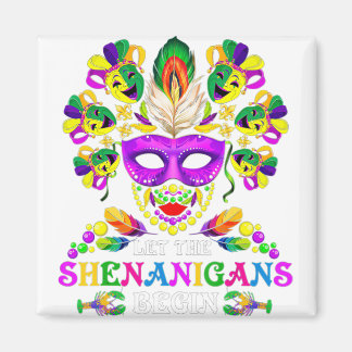 Beads Bling Mask Let The Shenanigans Begin Mardi Magnet