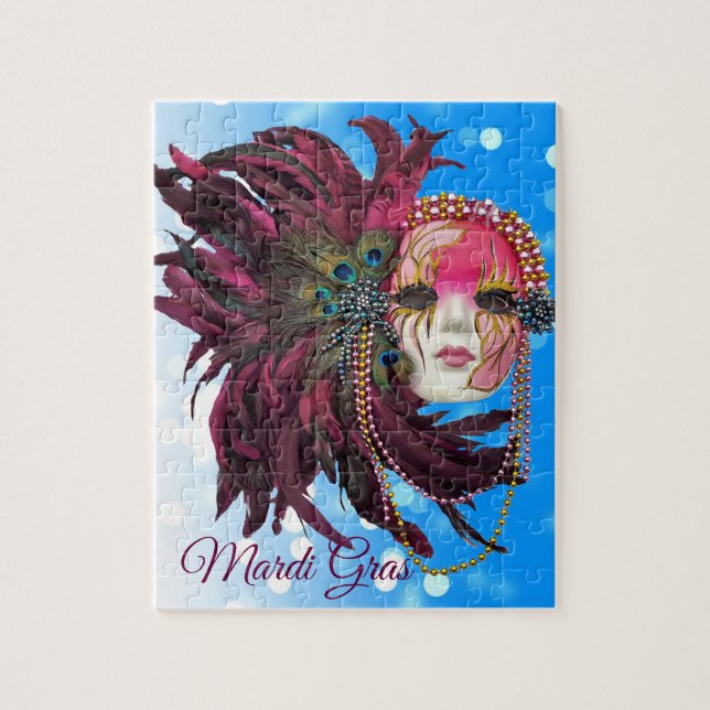 Beads, Feathers and Mardi Gras Mask Jigsaw Puzzle (Vertical)