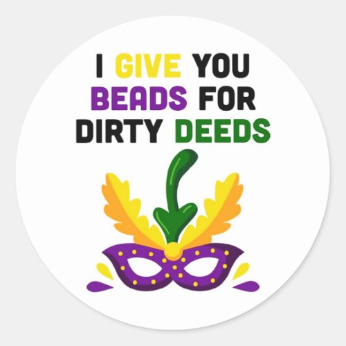 Beads For Deeds Mardi Gras Classic Round Sticker