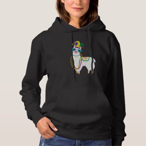 Beads  Mask Mardi Gras Llama for men women 1 Hoodie