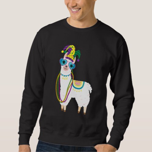 Beads  Mask Mardi Gras Llama for men women 1 Sweatshirt