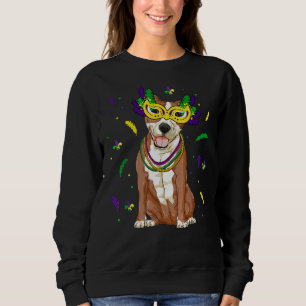 Beads  Mask Pitbull Mardi Gras Pit Bull Dog Mom Da Sweatshirt