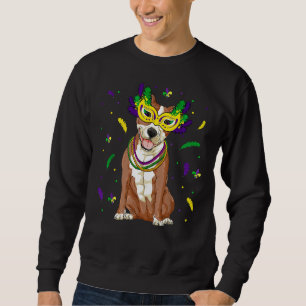 Beads Mask Pitbull Mardi Gras Pit Bull Dog Mom Da Sweatshirt