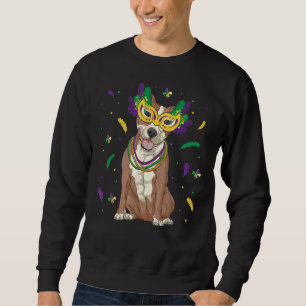 Beads Mask Pitbull Mardi Gras Pit Bull Dog Mom Dad Sweatshirt