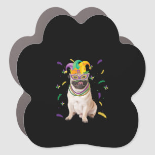 Beads & Mask Pug Mardi Gras Dog Mom Dad Gift Car Magnet