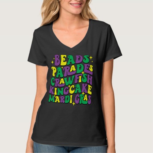 Beads Parades Crawfish Kingcake Mardi Gras Groovy T_Shirt