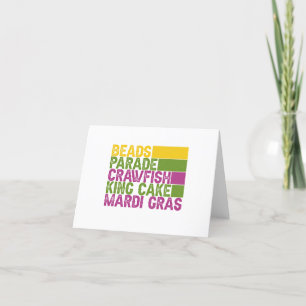 Beads Parades King Cake Crawfish Mardi Gras Gift Letterpress Thank You Card