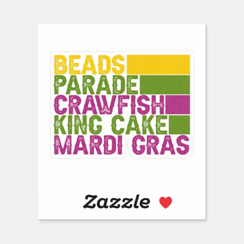 Beads Parades King Cake Crawfish Mardi Gras Gift  Sticker