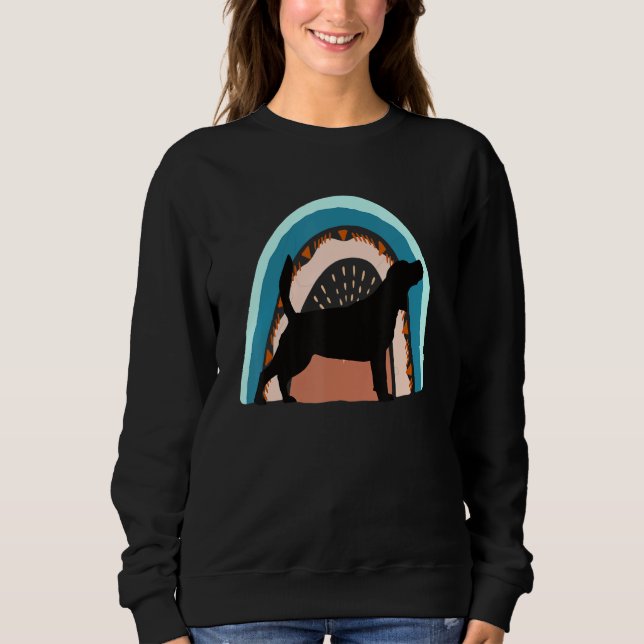 Beagel Dog With Patterned Rainbow Sweatshirt (Front)